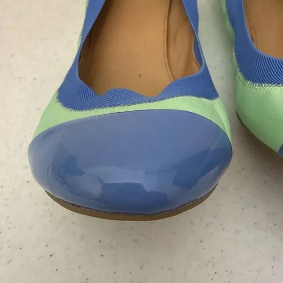 J.Crew Ballet Flat Shoes Womens Size 10 Green Blue Leather Round Toe Slip On - Picture 4 of 16